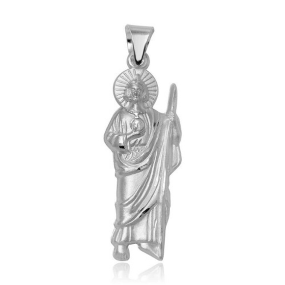 925 Sterling Silver St. Jude Charm pendant Necklace - Picture 1 of 5